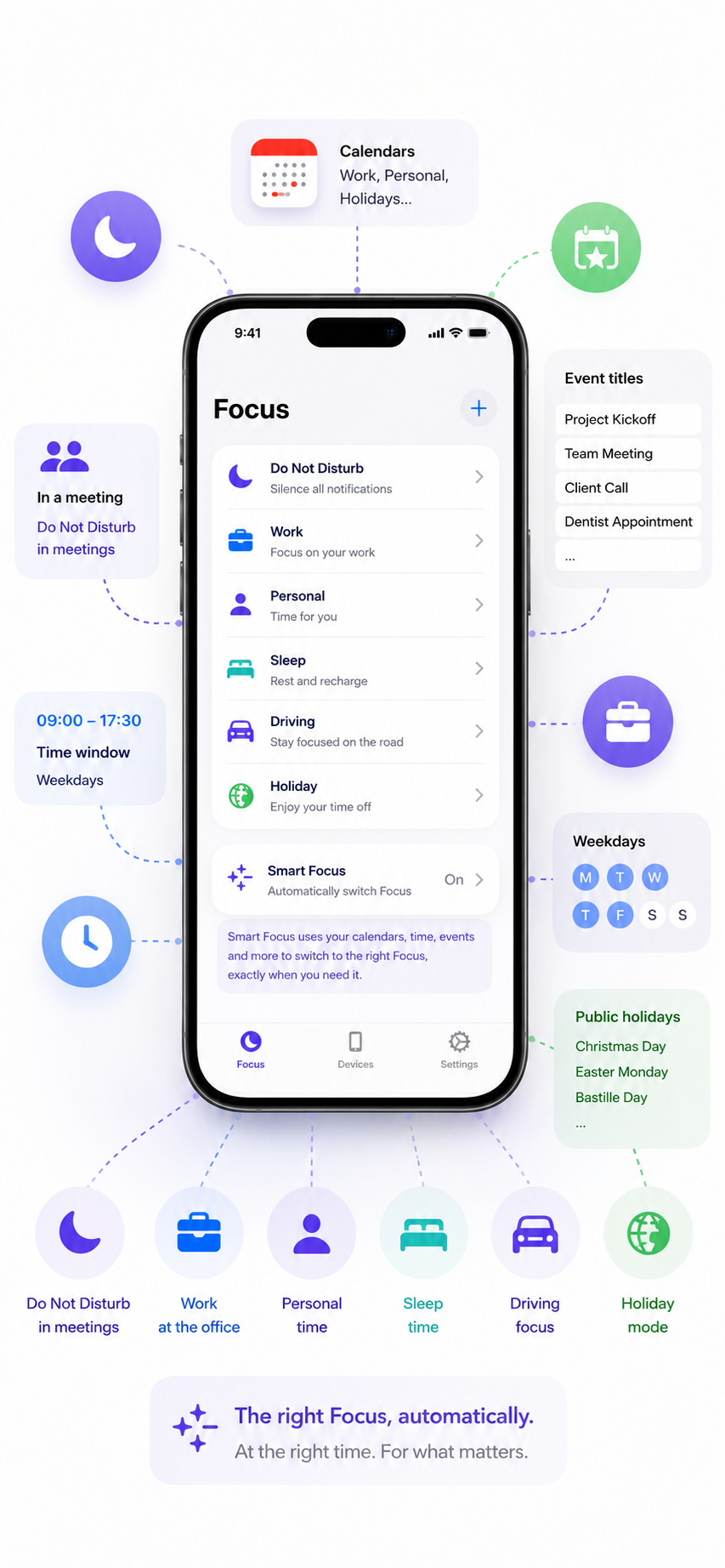 Smart Focus aktiviert während eines Meetings automatisch den Fokus Nicht stören