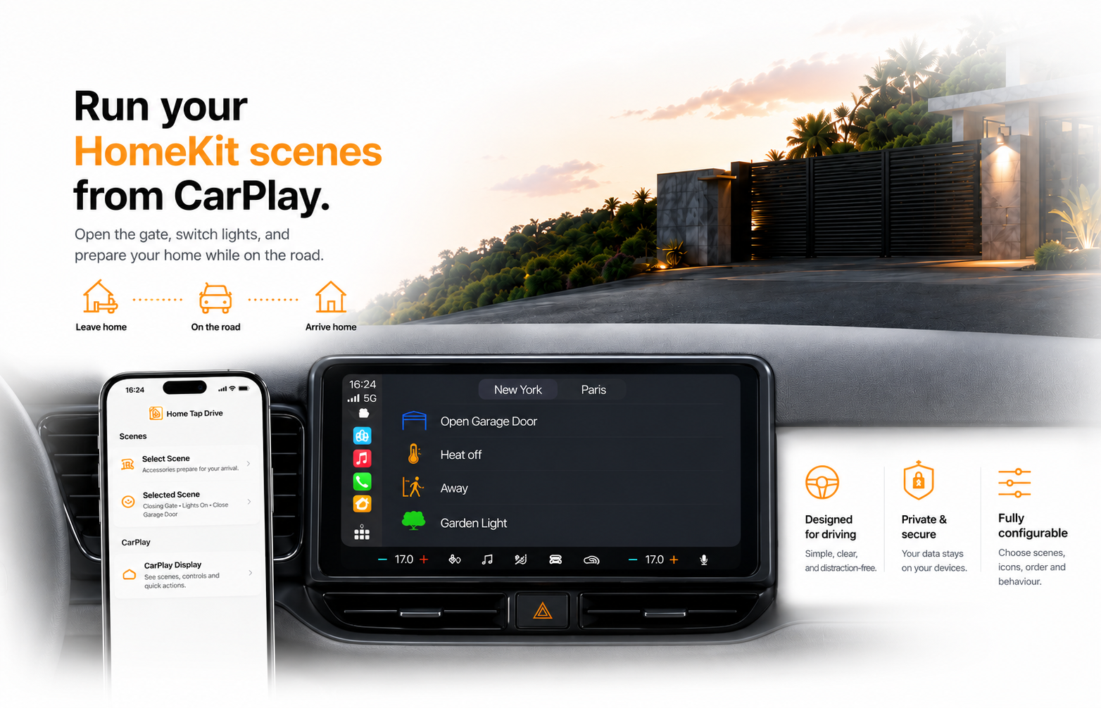 HomeTapDrive con scene HomeKit accessibili da CarPlay