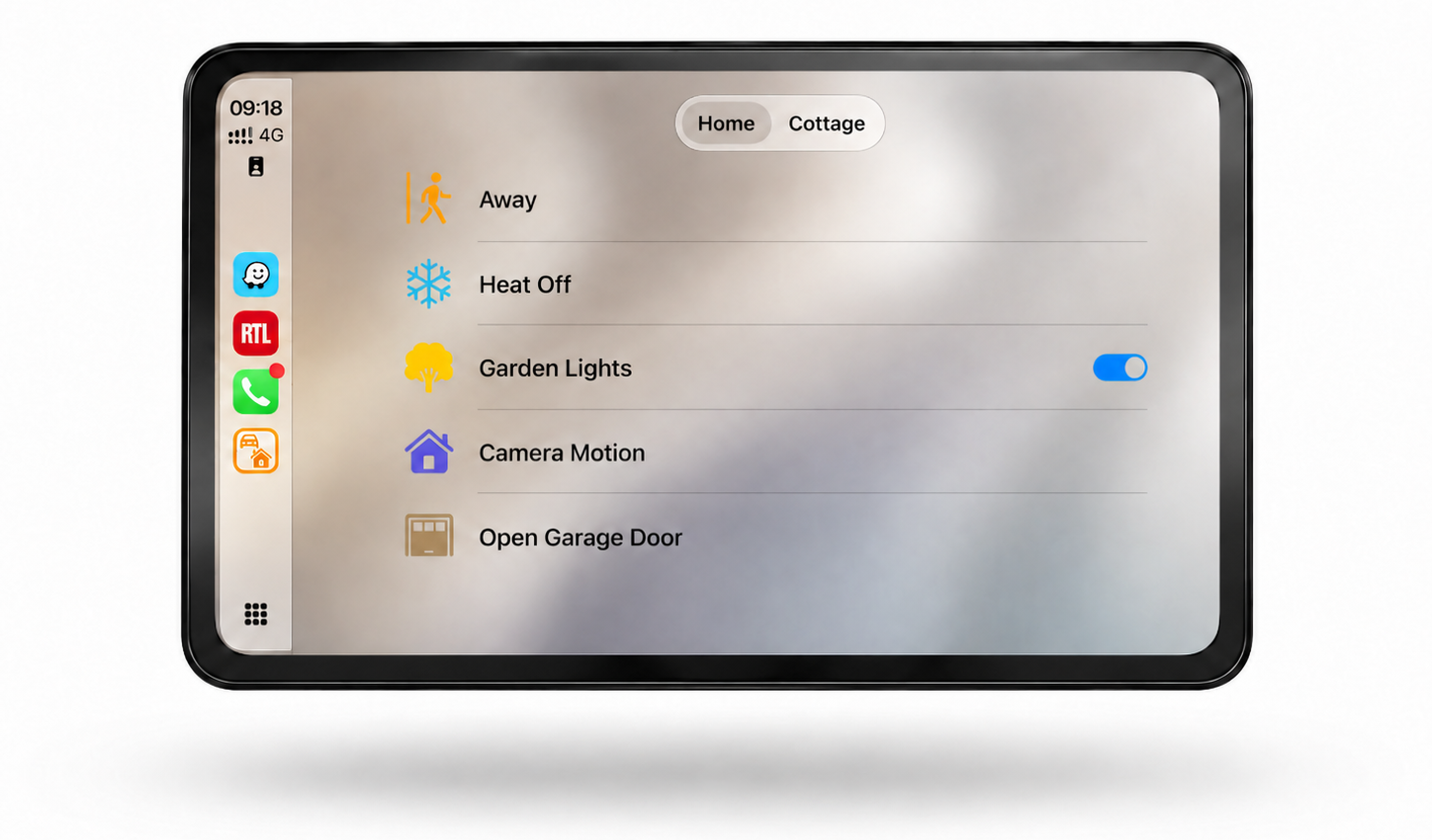CarPlay에서 여러 홈의 HomeKit 장면을 표시하는 HomeTapDrive