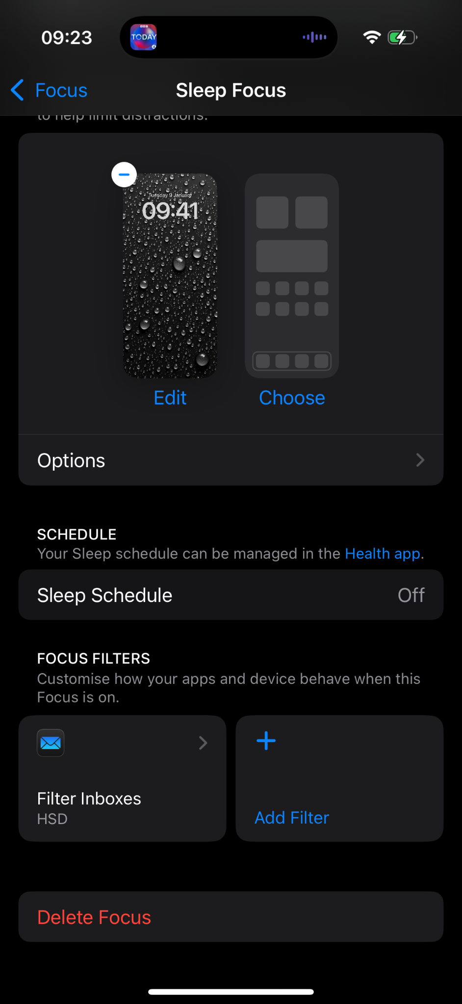 Sleep Focus options and allowed notifications on iPhone