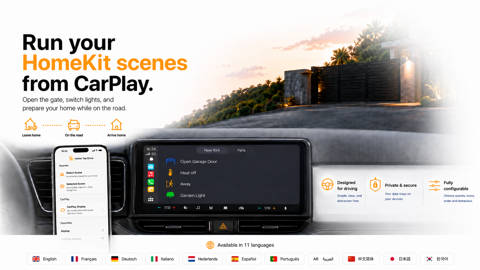 HomeTapDrive com cenas HomeKit acessíveis diretamente através do CarPlay